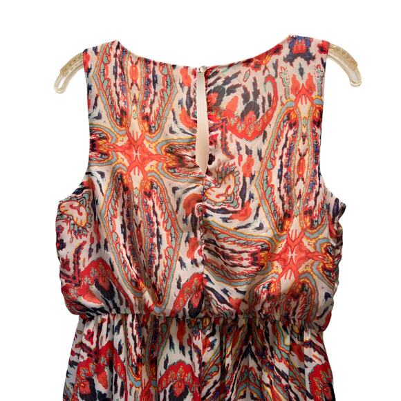 Love Reign Geometric Print Maxi Dress Size M Scoop Neck Sleeveless Front Slit - Picture 7 of 15